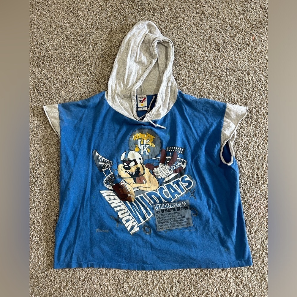 Y2K ARTEX Sportswear Sleeveless Hoodie Tasmanian Wildcats Sz XL Kentucky Cotton